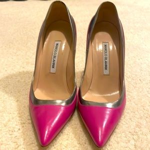 Fushia and silver manolos